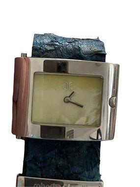 Roberto Cavalli Molla Silver Case Watch with Cream Dial and Black Lather Strap